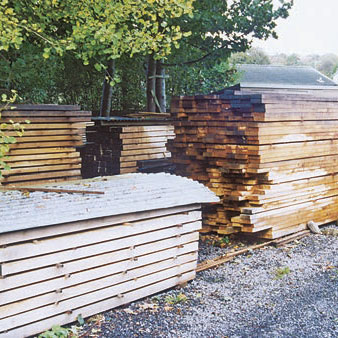 European Oak in timber yard