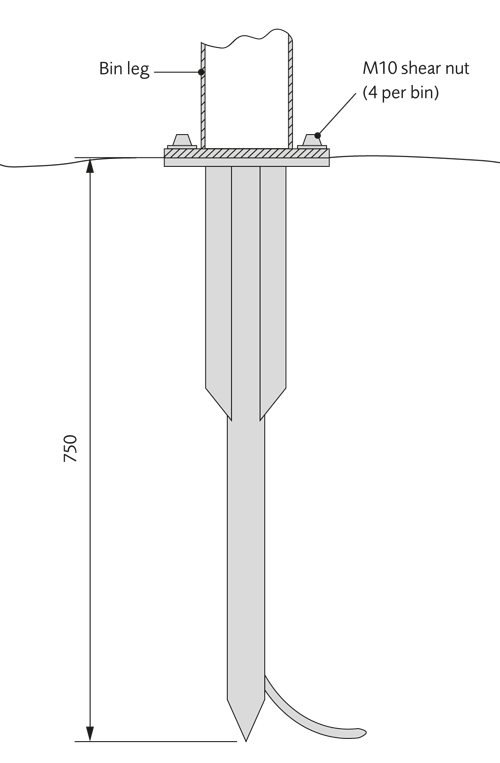 4. ‘H’ section galvanised ground fixing extensions (K16T, K17T or K18T)